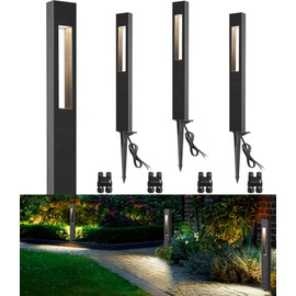 SUNVIE 3W Low Voltage Pathway Lights 3000K LED Low Voltage Landscape Lights 12V Waterproof Landscape Path Lights Low Voltage Landscape Lighting for Walkway Yard Backyard Garden ETL Listed Cord, 4 Pack