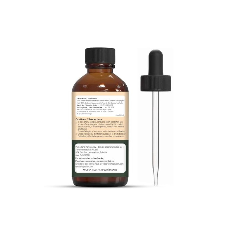 ORGANIC ZING Organic Zing Top Selling Oils. (30ml, Carnation)