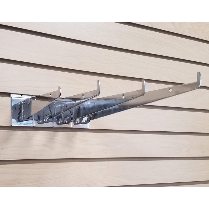 Chrome Adjustable Angle Slatwall Shelf Bracket 12" D - 12