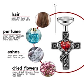 KunBead Jewelry January Birthstone Cross Urn Ashes Pendant Memorial Keepsake Crystal Necklace for Cremation Ashes into Necklace for Women Men