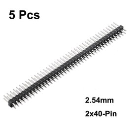 Sourcingmap 5Pcs 2.54mm Pitch 40-Pin 13mm Length Double Row Straight Connector Pin Header Strip for Prototype Shield