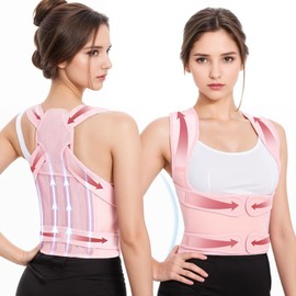 URBTFLM Back Posture Corrector for Women - Adjustable Straightener Back Brace Posture Corrector Under Clothes (Pink, Medium)