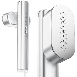 Travel Steamer for Clothes,100-240V Portable Garment Steamer, Steamer＆Iron 2 In 1,30s Fast Heat-up,120ml Water Tank,Large Ceramic Heat Panel,HandheldSteamer for Global ＆ Europe Traveling,Silver