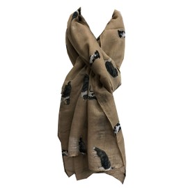 Pamper Yourself Now Border Collie Dog Long Scarf.(Design 2) (Beige)