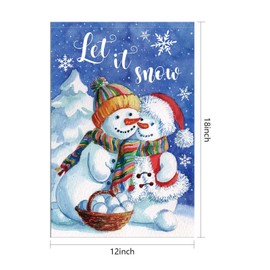 AIBIIN 12x18 inch Winter Let It Snow Garden Flag for Outside 12x18 Double Sided Colored Hats Snowman Snowflakes Decorations House Yard Flag Outdoor Supplies