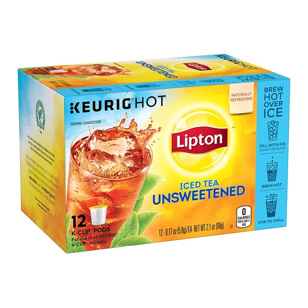 Lipton Iced Tea K-Cups for Keurig Brewers Unsweetened Sugar Free 12 pods 6 count