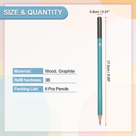 PATIKIL 3B Drawing Pencils for Sketching, 6 Pieces Drawing Pencils for Drawing, Art Pens, Graphite, Wood, Pre-Sharpened for Drawing, Sketching, Artist, Hexagonal, Green/Black Pen