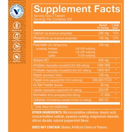 The Vitamin Shoppe Digestive Enzymes - Complete Multi-Enzyme Formula | Protein Fat Carb Digestion | 600 Tablets | Plant-Based
