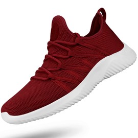 Feethit - Tenis para correr para mujer, zapatos ligeros y casuales, para viajes, gimnasio, trabajo, mujer, camarera, enfermera, Borgoña, 24.5 cm