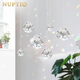 1.57"/40mm Clear Crystals Ball Prism-6Pcs Hanging Faceted Pendant Suncatcher for Ceiling Chandelier, Feng Shui, Wedding Home, Office Decorations