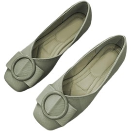Neiman By Women's Easy to Walk, Flat Shoes, Painless, Runnable, Soft, Casual Pumps,, Khaki