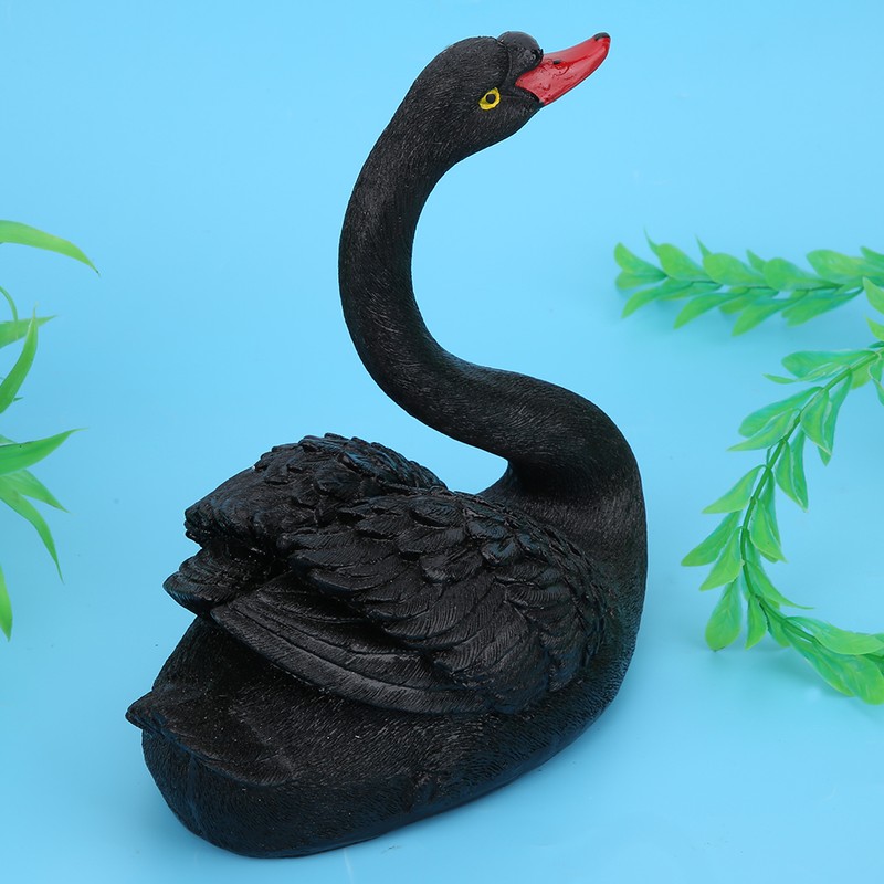 Outdoor Cute Floating Simulation Black Swan Ornament for Garden Courtyard