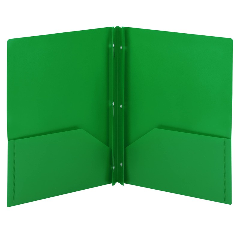 Smead Poly Two-Pocket Folder, Three-Hole Punch Prong Fasteners, Letter Size,