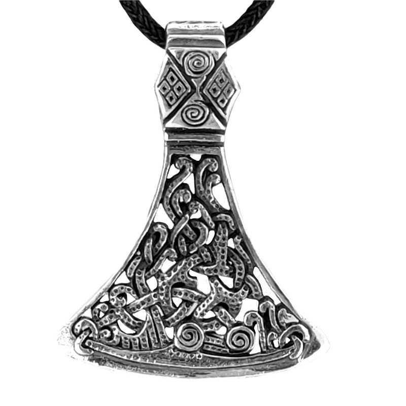 Kiss of Leather Viking Axe Pendant 925 Sterling Silver No.385,