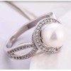 Xiaomei Women Pearl & White Sapphire 925 Sterling Silver Ring