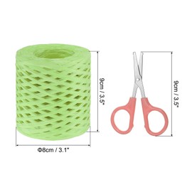 PATIKIL Raffia Paper Craft Ribbon Assortment Kit, Natural Raffia String with Scissor for Gifts, Flower Bouquets, Decoration, Light Green, 218 Yards