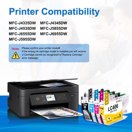 LC406 Ink Cartridges for Brother Printer Replacement for Brother LC406 LC406XL Compatible with Brother MFC-J4535DW MFC-J4345DW MFC-J4335DW MFC-J5855DW MFC-J5955DW MFC-J6555DW (4 Color)