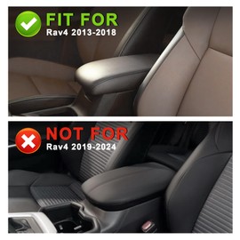 Muslogy Center Console Armrest Cover Compatible with Toyota RAV4 2013-2018 Comfort Armrest Pad Arm Rest Cushion Vegan Leather Protector Regular Thick