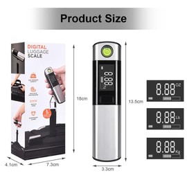 Flintronic Digital Luggage Scale, Portable Hanging Scale, LCD Display with Hook, 50 kg/110 lb, Portable Hanging Scale with Practical Tape Measure and Integrated Spirit Level, with Tare Function