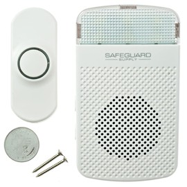 Plug In Doorbell - Safeguard Supply Dependable 3/4 Mile Long Range Wireless Doorbell - Adjustable Volume to 90dB- Deaf & Hearing Impaired Doorbell Mode Flashing Strobe Light