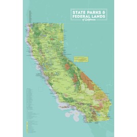 Best Maps Ever California State & Federal Lands Map 24x36 Poster (Green)