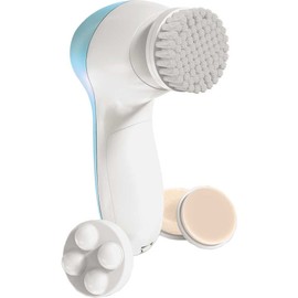 Bella Ciao Blue Facial Cleansing and Exfoliating Kit | 4 Interchangeable Massage & Cleansing Heads & Callus Removal Disc | Battery-Operated, Dual-Speed | Shrinks Pores, Restores Circulation