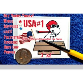 Polyester Opague Film SNOOPY DOG DECAL DIECUT RECTANGULAR 3" X 2" POLYESTER USA FLAG ACE PILOT NEW!
