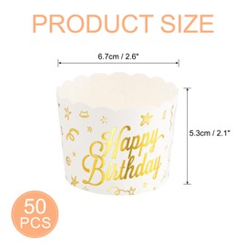 QUARKZMAN 50 Pieces Wedding Cupcake Cases Paper Baking Cups and Muffin Cases for Birthday Wedding Party Supplies Gold Stamp