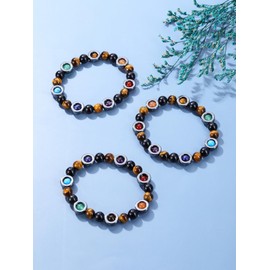 Jovivi Chakra Bracelets for women Mens Beaded Bracelet Tiger Eye Obsidian Hematite Chakra Anxiety Stone Bracelet Jewellery Crystal Gifts for Women Men Christmas Birthday Anniversary