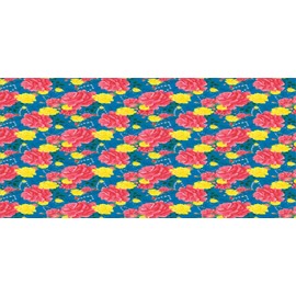 Ambesonne Flower Pencil Pen Holder, Valentine's Day Blossoming Scene Rose Petals Meadow Retro Theme, Ceramic Pencil Holder for Desk Office Accessory, 3.6" X 3.2", Coral Violet Blue and Yellow