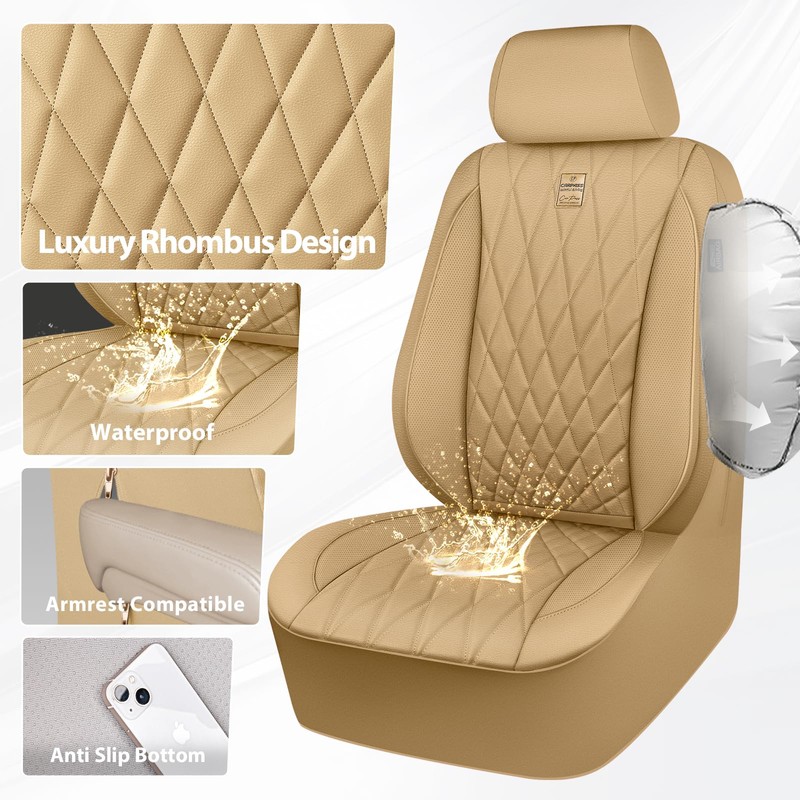 CAR PASS Piping Luxury PU Leather Two Front Car Seat