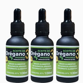 Aceite de Orégano Orgánico Prensado en Frío, Alto Carvacrol, 3 pz de 30 ml (3)