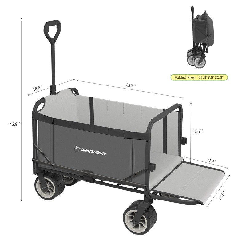 Whitsunday Collapsible 3 in 1 Wagon,Heavy Duty Collapsible Foldable Carts