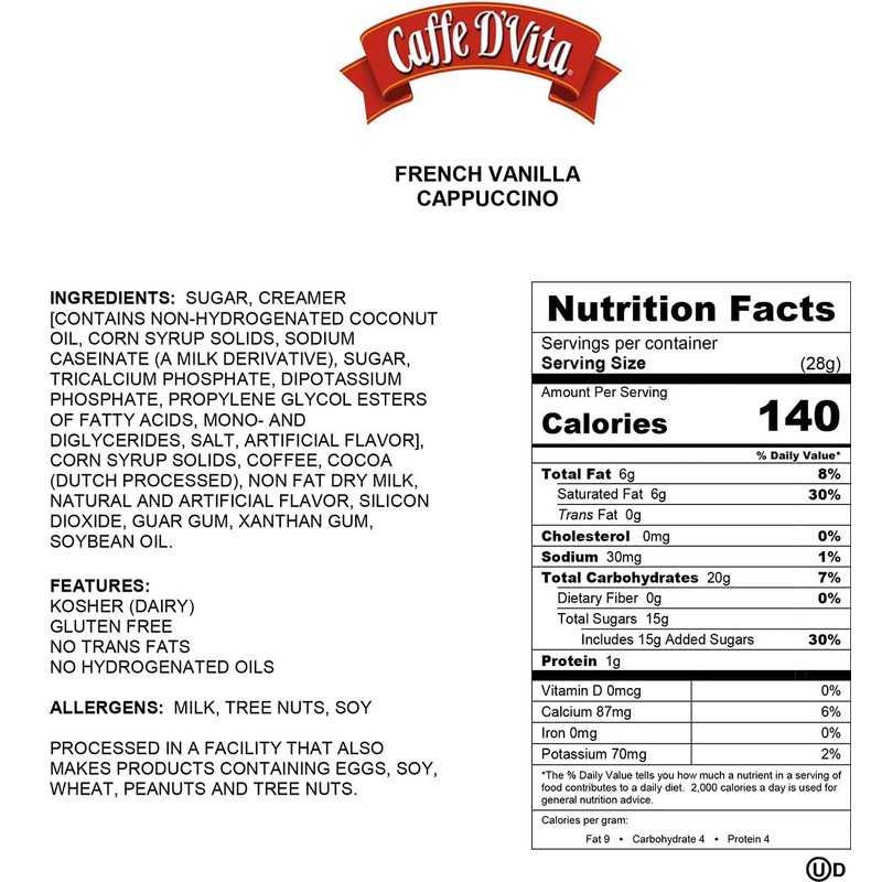 Caffe D'Vita French Vanilla Cappuccino Mix - Instant Cappuccino Mix,