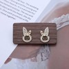 Cybche Boho Rhinestone Rabbit Stud Earrings Pearl Rabbit Earrings Crystal