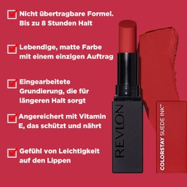 Revlon ColorStay Suede Ink Matte Lipstick Long Lasting Formula No Transfer Formula Enriched with Vitamin E Waterproof 010 Tunnel Vision 2.55g