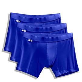 Paquete de 3 Calzoncillos bóxer de 4 Pulgadas para Hombre de TBô: la Ropa Interior de bambú más cómoda con Bolsa para Mejorar el Bulto, Azul, Grande