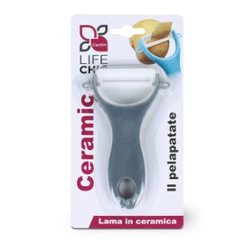 LifeChic Pelapatate "Ceramic" con Lama in Ceramica Ultra Affilata – Manico Ergonomico in Plastica PP – Leggero, Resistente e Antiruggine – Ideale per Frutta e Verdura