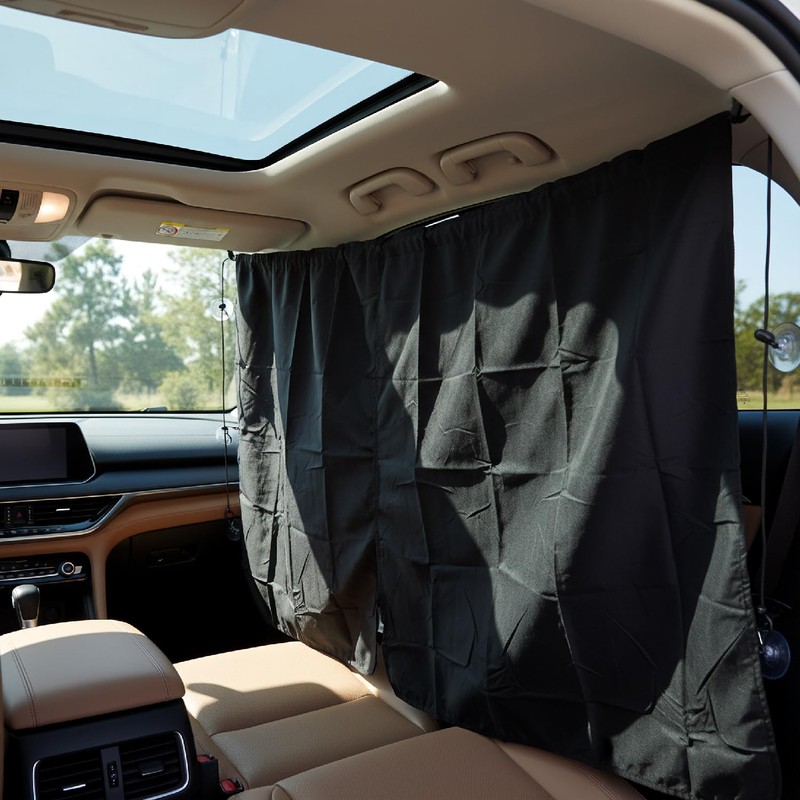 Hopzab Car Interior Divider Curtain, Black Double Row Partition Curtain,