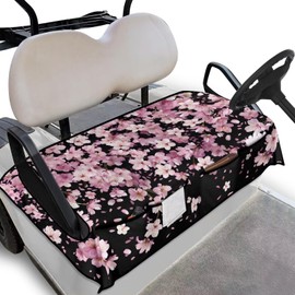 Darisoco Cherry Blossom Golf Cart Seat Covers with Pockets Golf Cart Towel Seat Covers Club Car Heavy Duty Golf Cart Accessories for 2-Person Seats