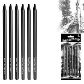 Yeenao Charcoal Pencils Set,6 Pieces Charcoal Pencils and Sticks Set for Drawing Soft,Medium Hard Charcoals Pencils,DIY Drawing Sketching for Artists,Sketching,Blending (2 Soft + 2 Medium + 2 Hard)