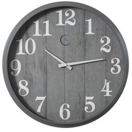 Clockswise 18" Battery Operated Indoor & Outdoor Waterproof Wall Clock Large Decorative Timepiece Easy-to-Read Modern Design for Patio Pool Garden Porch Balcony Bathroom Kitchen & Home Decor, Gray
