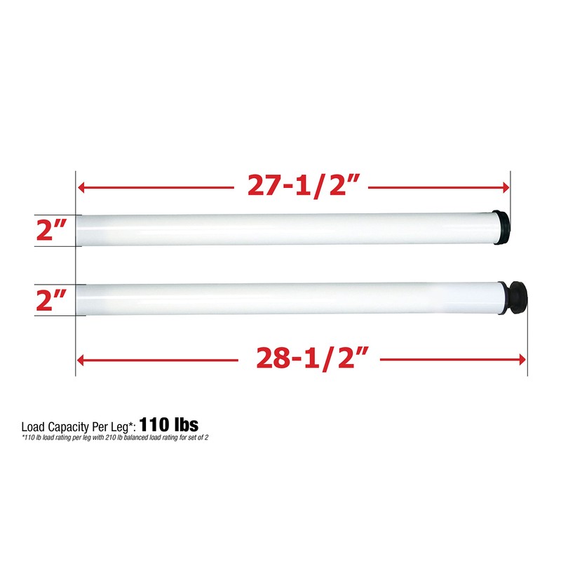 Shepherd Hardware 8572E 27-1/2-Inch Fixed Steel Furniture Legs for Desks