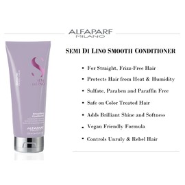 Alfaparf Milano Semi Di Lino Smooth Conditioner for Frizzy and Rebel Hair - Detangles Hair - Controls Frizz - Straightens and Hydrates Unruly Hair, 6.76 fl. oz.