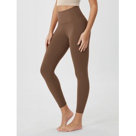 ODODOS ODLIFT 7/8 Compression Leggings with Inner Pocket for Women, 25" High Waist Workout Yoga Pants, Brunette, Large