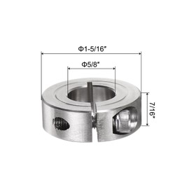 uxcell 4pcs Single Split Clamp-On Shaft Collar 5/8" Bore One-Piece Clamping Collar, 1-5/16" OD, 7/16" Width, 304 Stainless Steel Axle Collar Clamp, Set Screw Style