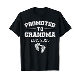 Parents To Be Gifts First Time 2025 Store Promoted To Grandma Est 2025 1st Time Grandma To Be Gifts Unisex-Adults Black V-Neck T-Shirt