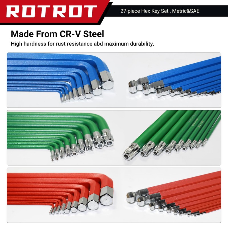 RDTRDT 28-Piece Hex Key Allen Wrench Set, SAE & Metric