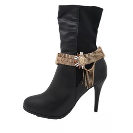 Unbranded Women Gold Mesh Metal Chain Boot Bracelet Shoe Sun Bling Charm Tassel Jazzy Look
