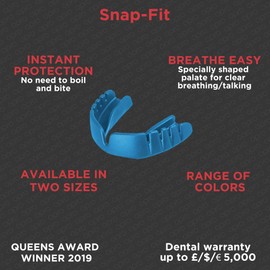 OPRO Snap-Fit Mouthguard | Gum Shield for Hockey, Rugby, and Other Contact Sports - No Boiling or Fitting Required -18 Month Dental Warranty (Adult and Youth Sizes)